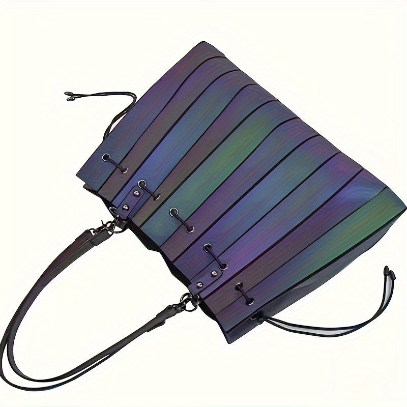 Holographic Tote Bag For Women Shopping Geometric Handbag