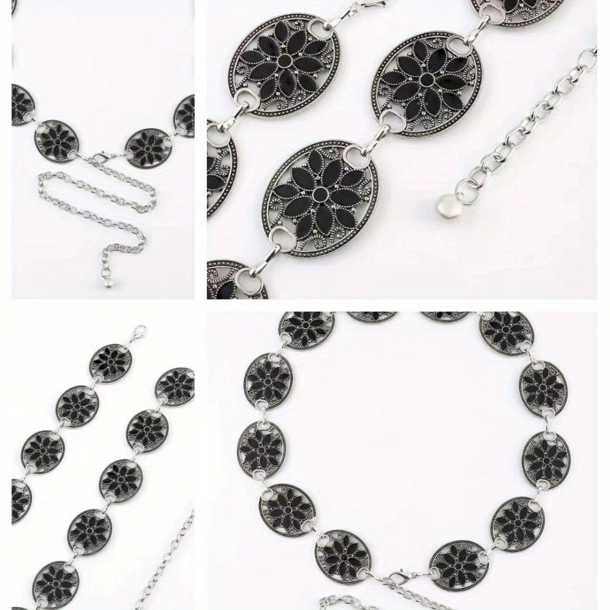 Bohemian Waist Chain Belt Hollow Black Elastic Jewelry