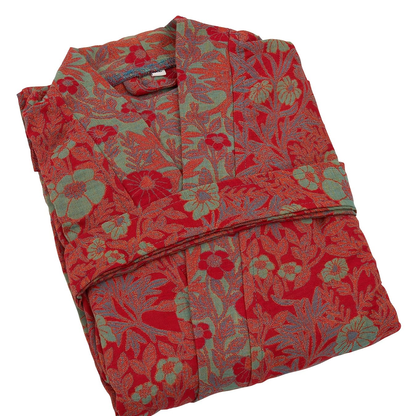 Mach Double Gauze Bathrobe With Pockets Lightweight Bohemian Floral Kimono