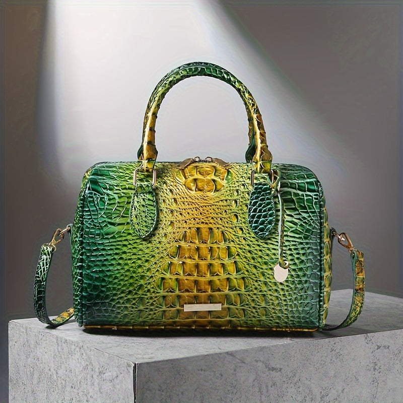 WOLFDIARY Crocodile Pattern Bag With Shoulder Strap