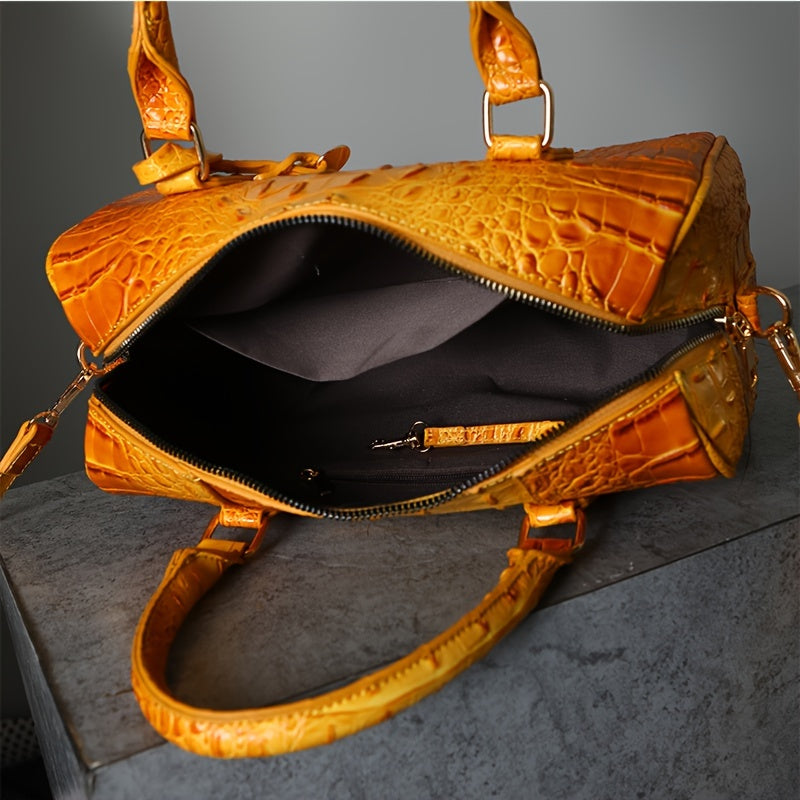 WOLFDIARY Crocodile Pattern Bag With Shoulder Strap