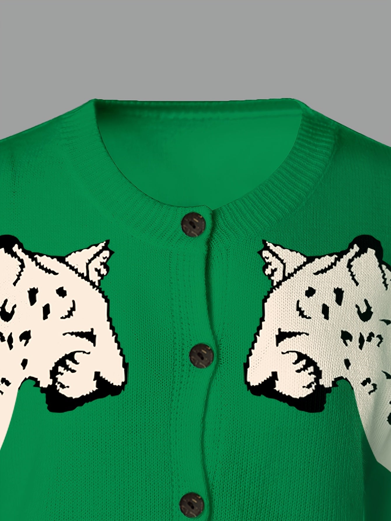 Leopard 3D Print Long Sleeve Cardigan Womens Fashion