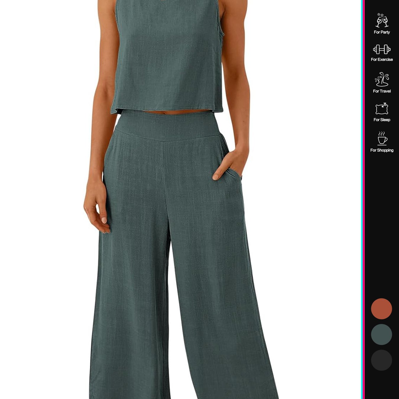 Women Linen Two Piece Jumpsuit Set Beachwear Breathable