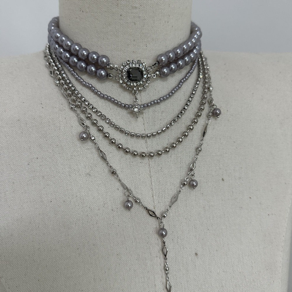 Neulry Baroque Niche Light Luxury Temper Pearl Necklace