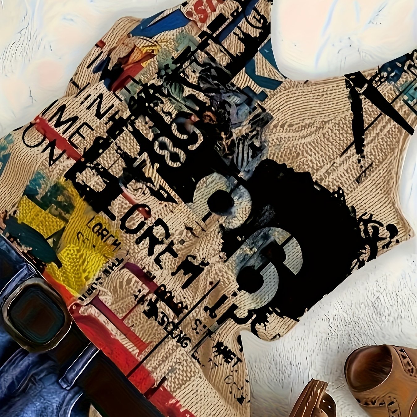 Women Graffiti 3D Print Top Cozy Sweater Vest Casual Wear