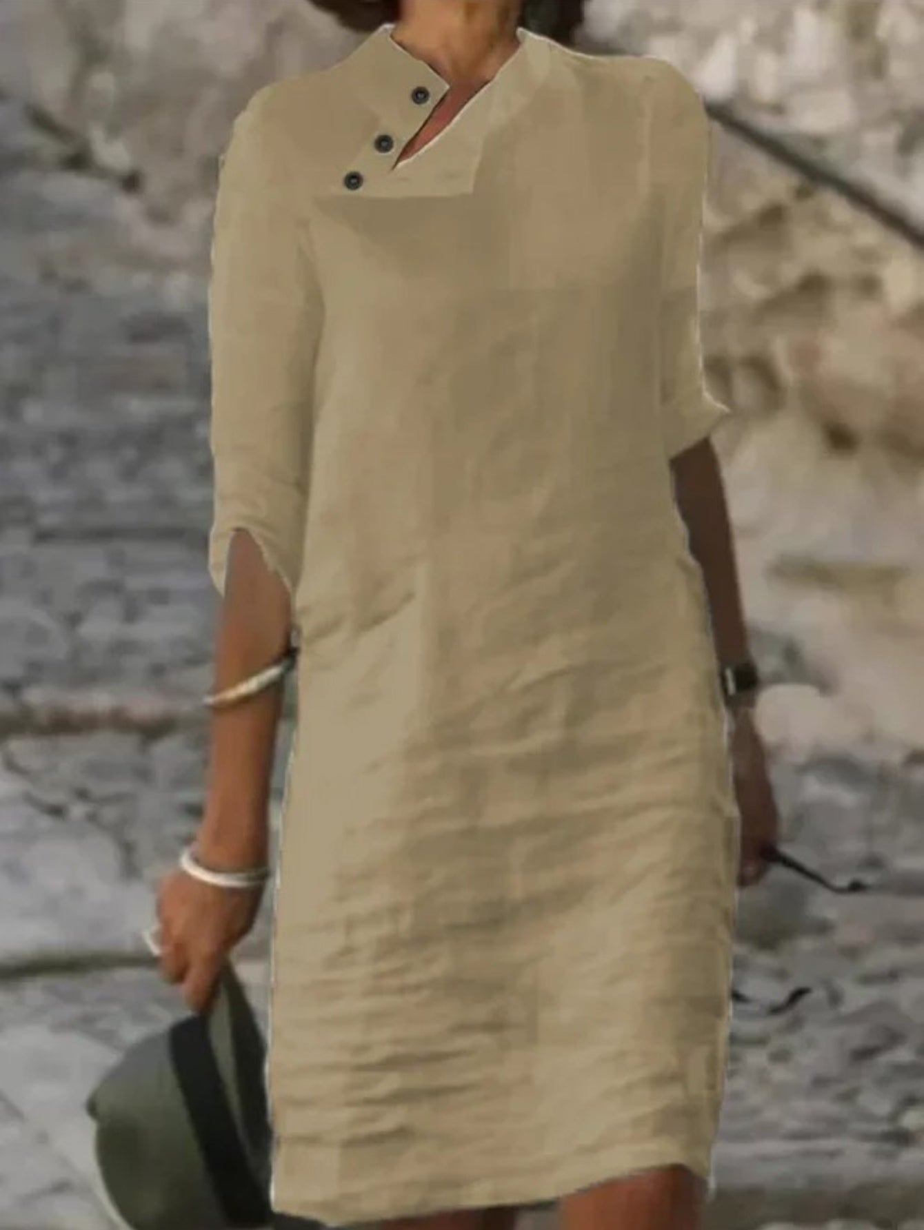 Linen A Line Summer Dress For Beach And Casual Wear