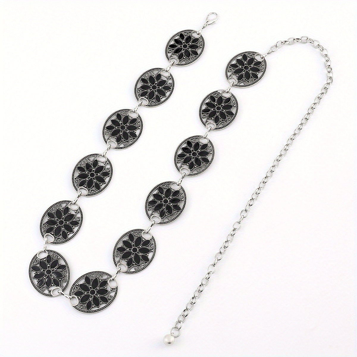 Bohemian Waist Chain Belt Hollow Black Elastic Jewelry