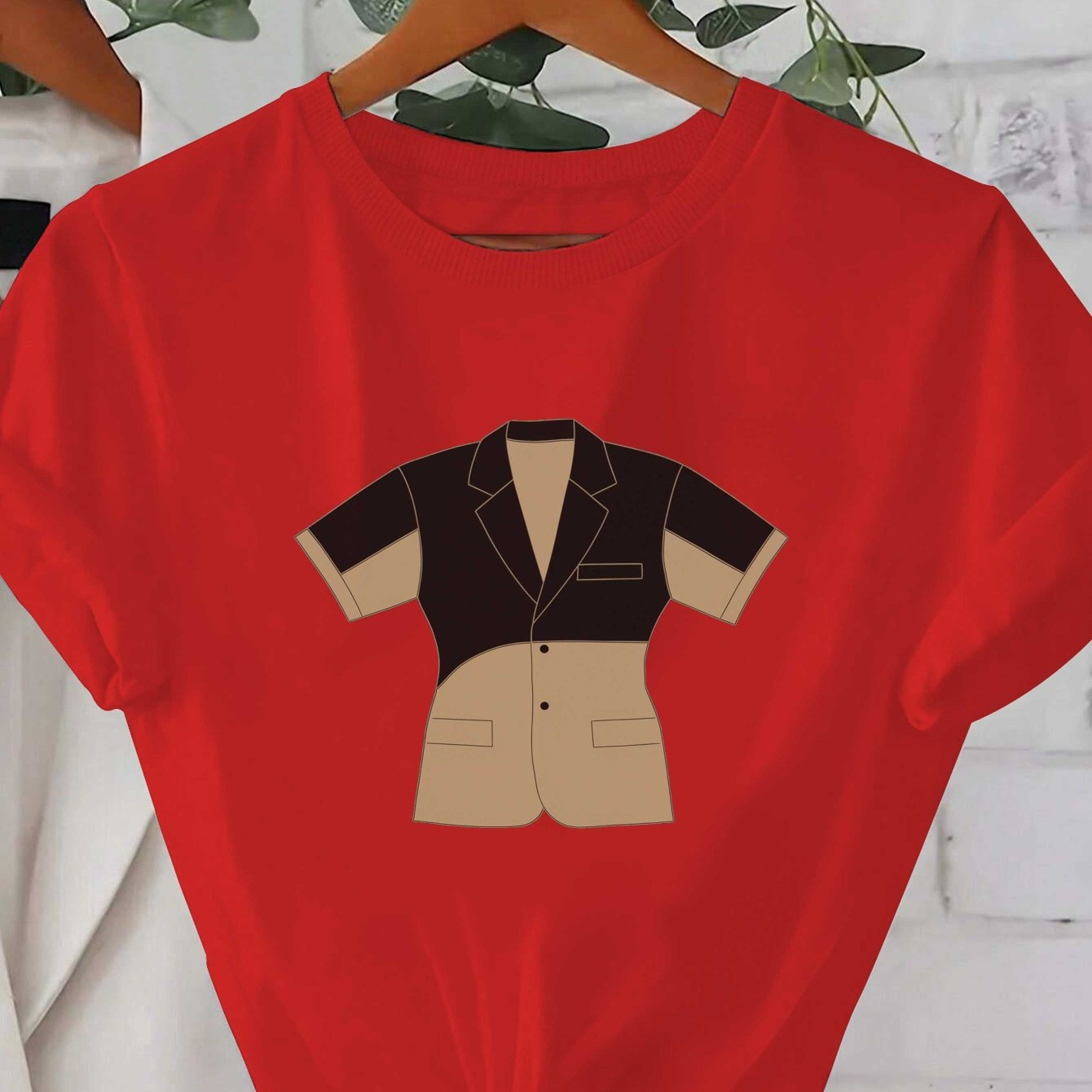 Gildan Womens Two Tone Geometric T Shirt Casual Top