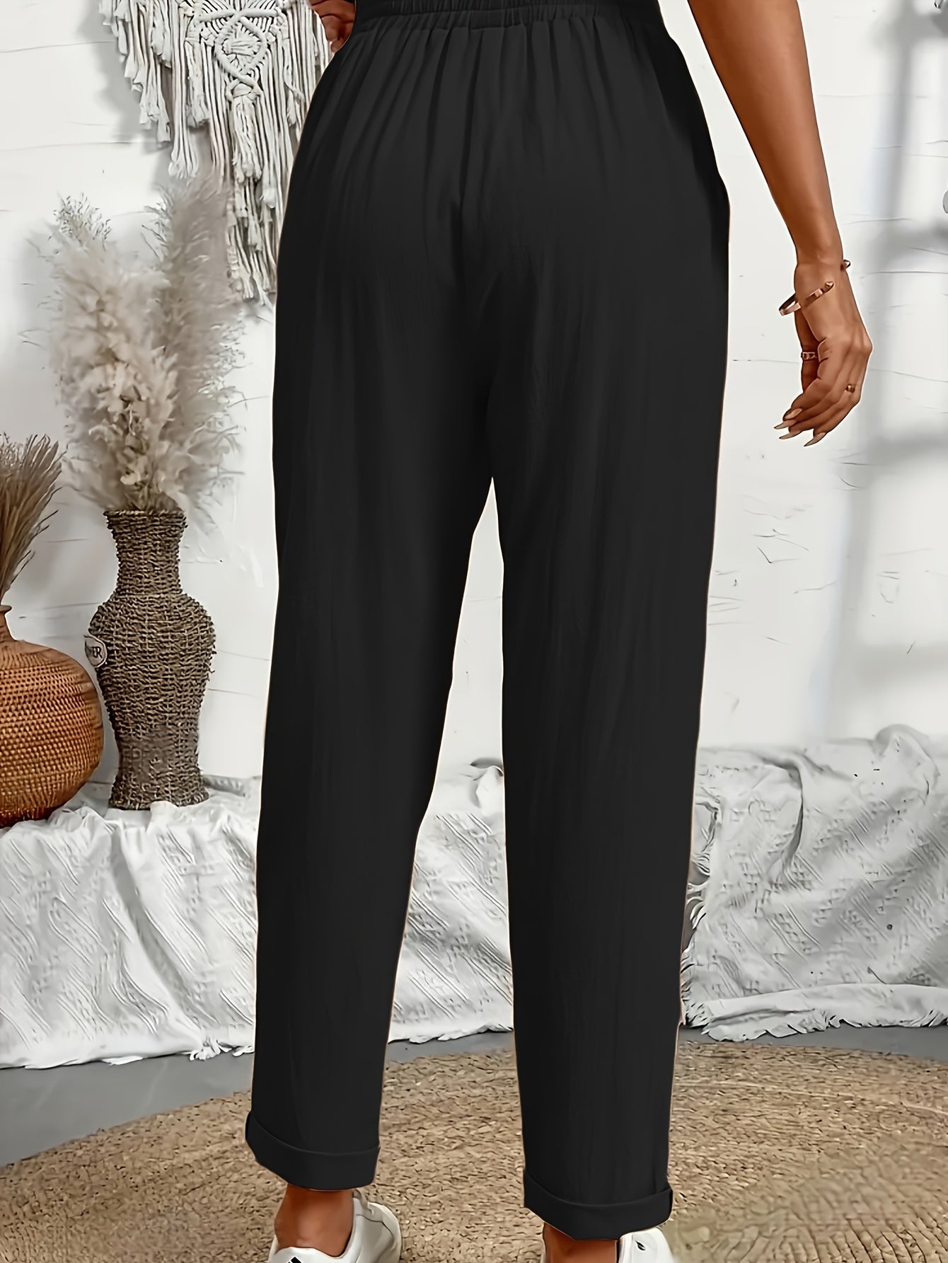 Breathable Linen Drawstring Waist Pants For Summer Comfort