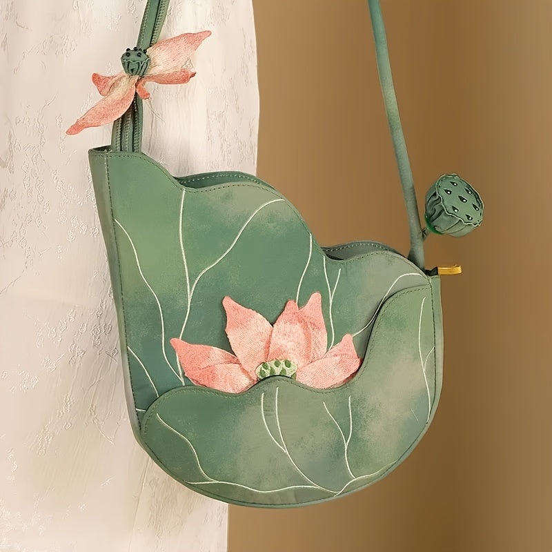 Chinese Style Floral Embroidery Shoulder Bag Oxford Fabric