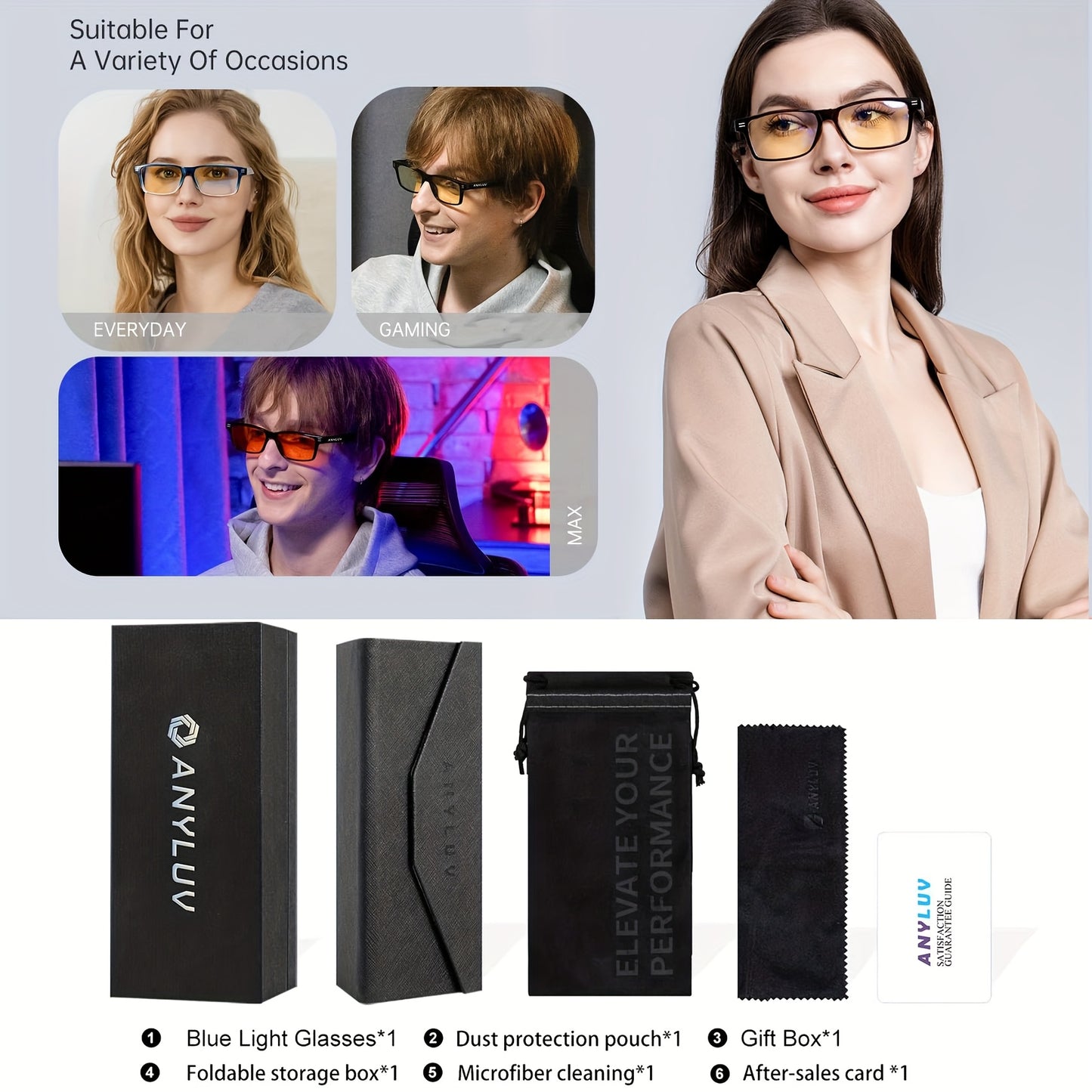 KALIYADI Blue Light Blocking Glasses Rectangle Eyewear