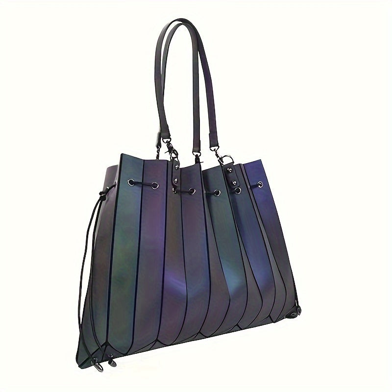 Holographic Tote Bag For Women Shopping Geometric Handbag