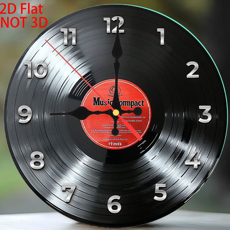 Retro Vinyl Record Wooden Wall Clock Digital Display