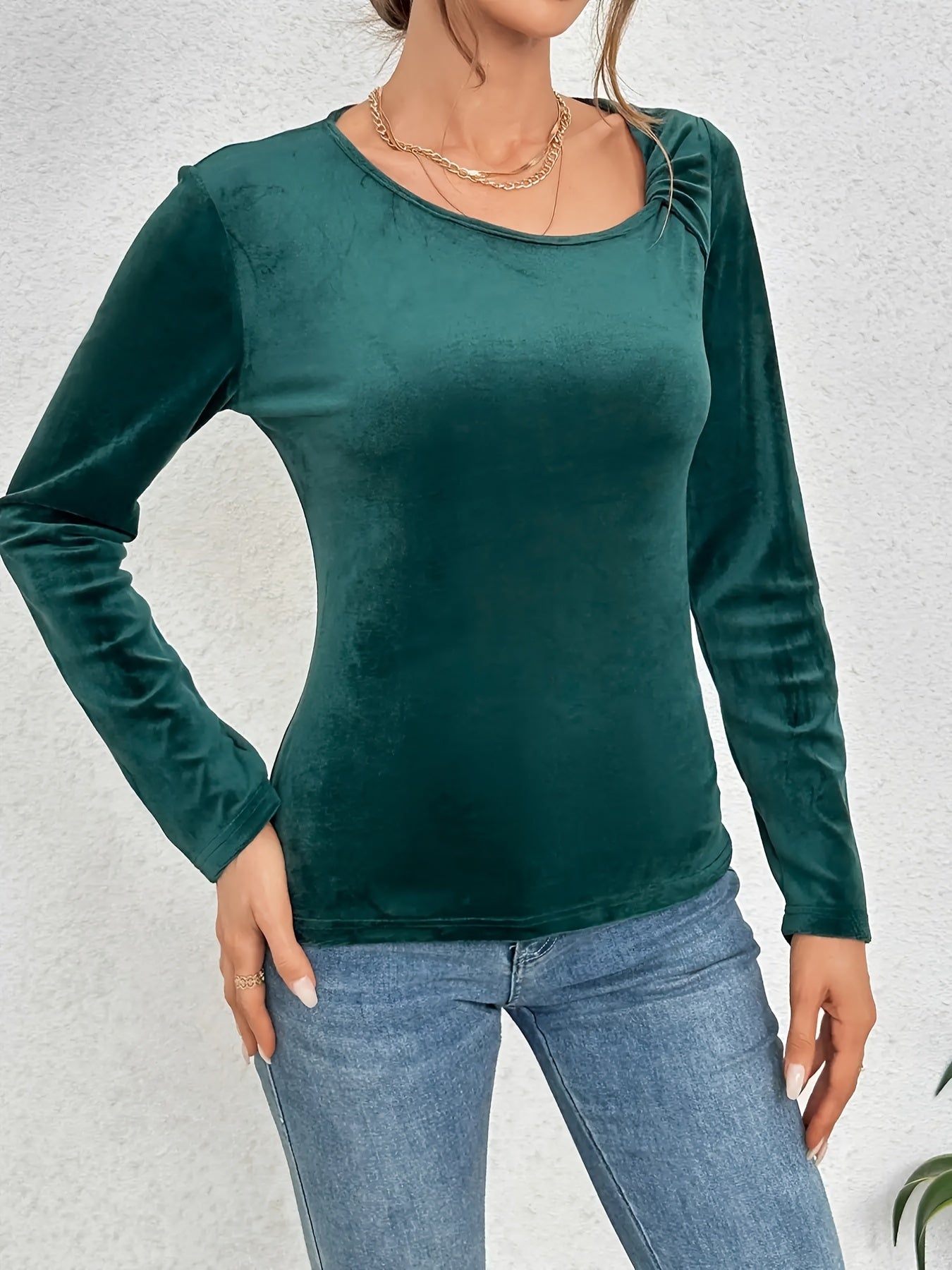 UUE Women Elegant Asymmetric Twist Knot T Shirt Top
