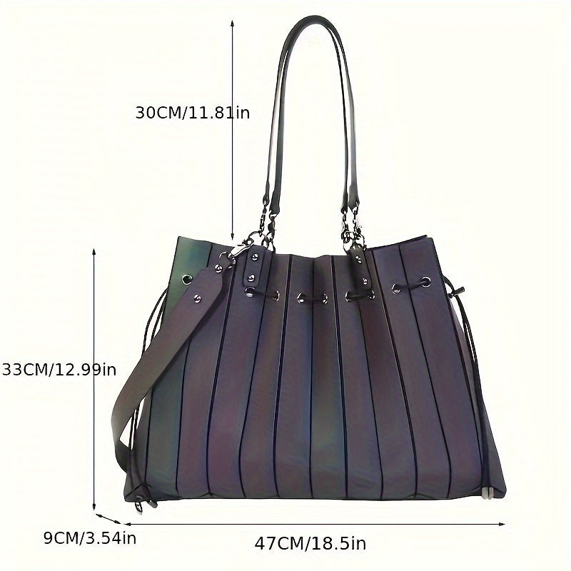 Holographic Tote Bag For Women Shopping Geometric Handbag