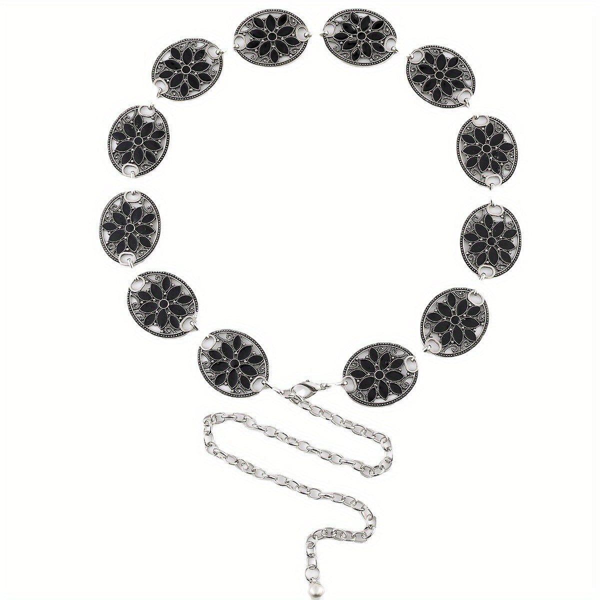 Bohemian Waist Chain Belt Hollow Black Elastic Jewelry