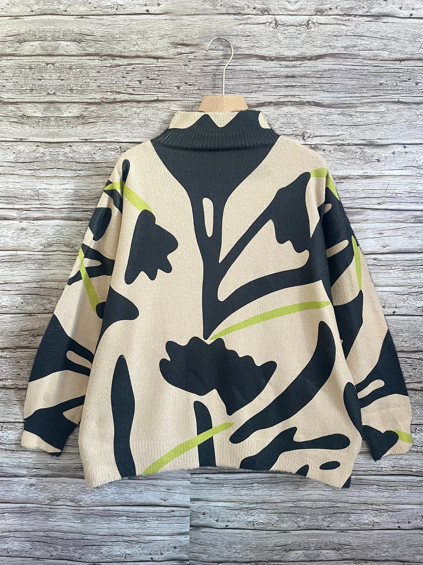 Geometric 3D Print High Neck Hoodie Sweater For Women