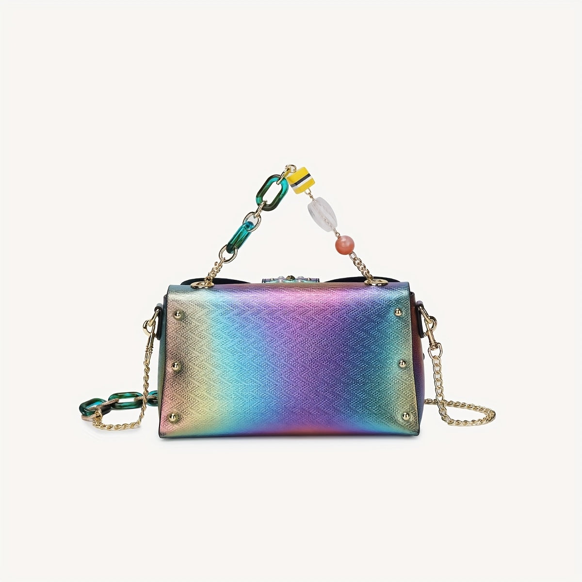 Rivet Wing Bag With Trim Chain Gradient Dragonfly Clutch