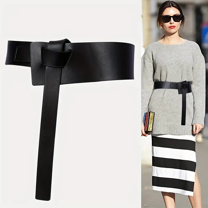Genuine Leather Wide Waist Belt For Women Dresses And Coats