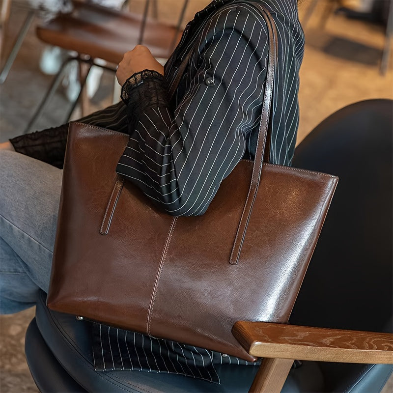 Genuine Leather Vintage Slit Tote Bag With Top Handle