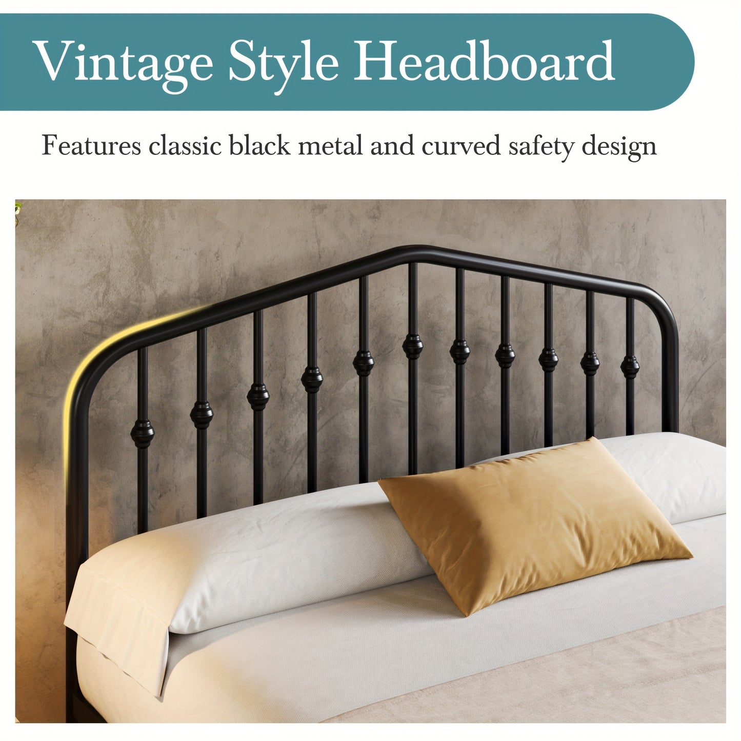 Hoomic Wrought Iron Bed Frame Victorian Headboard Footboard