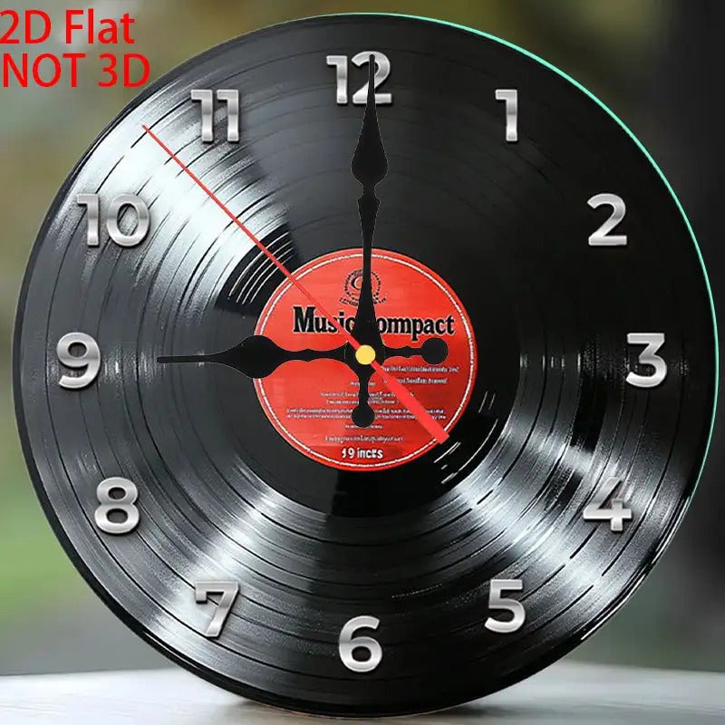 Retro Vinyl Record Wooden Wall Clock Digital Display
