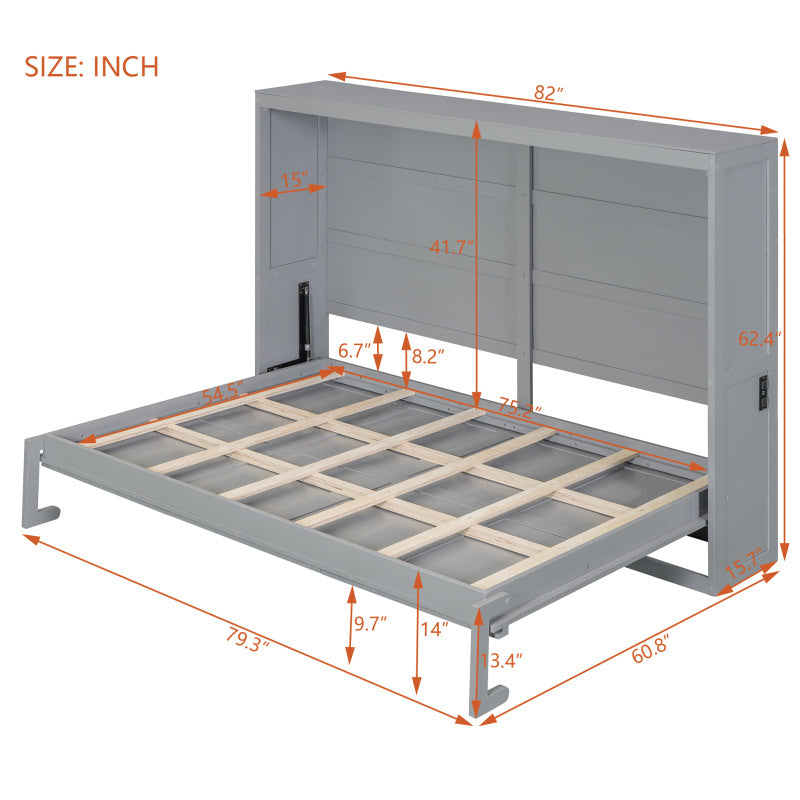EANE Murphy Bed With Cabinet Doors Space Saving Wall Bed