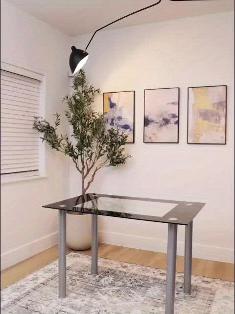 AutoForever Modern Minimalist Glass Top Dining Table Space Saving