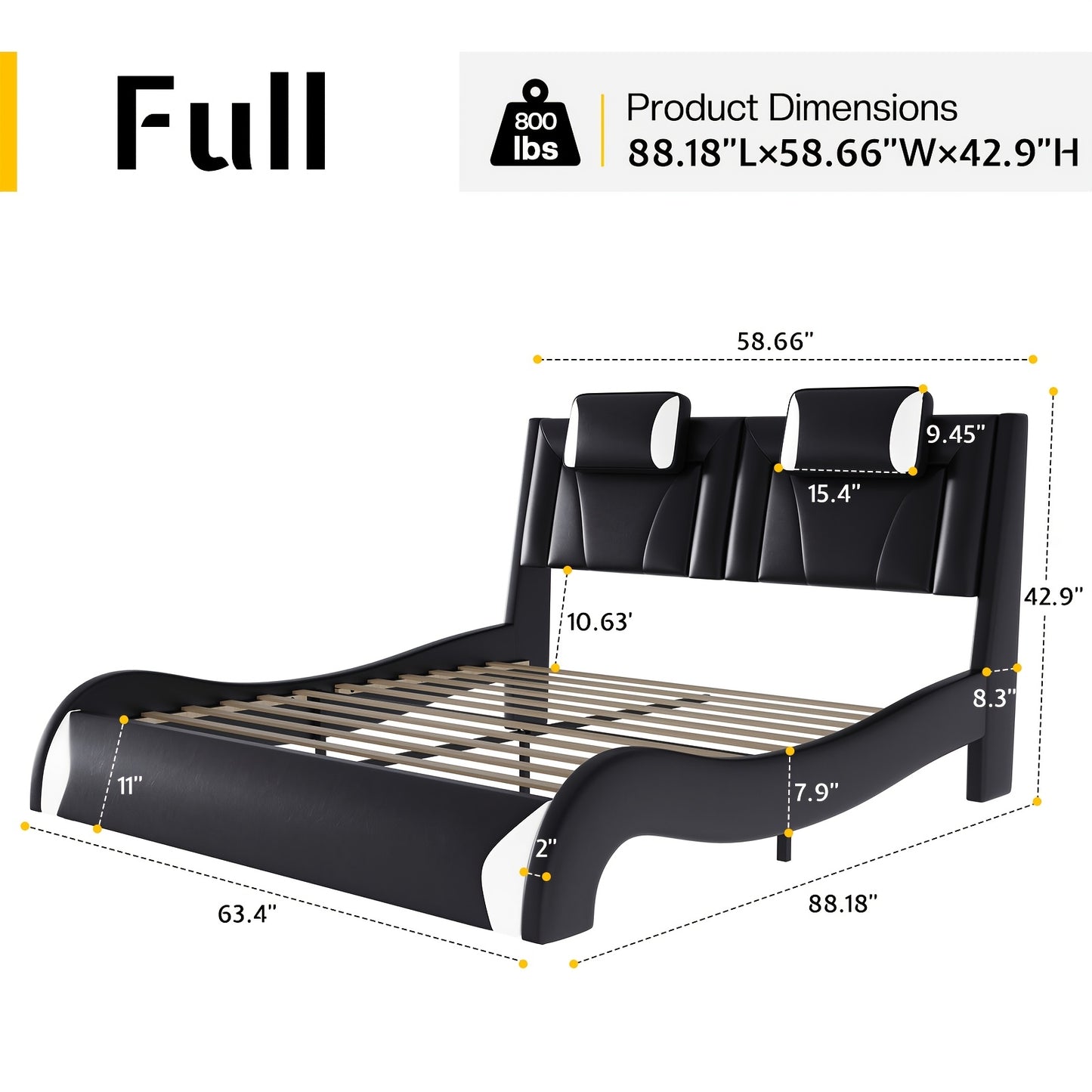 LUXOAK Platform Bed Faux Leather With LED Lighting
