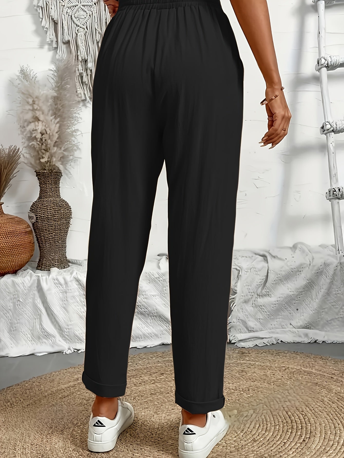 Breathable Linen Drawstring Waist Pants For Summer Comfort