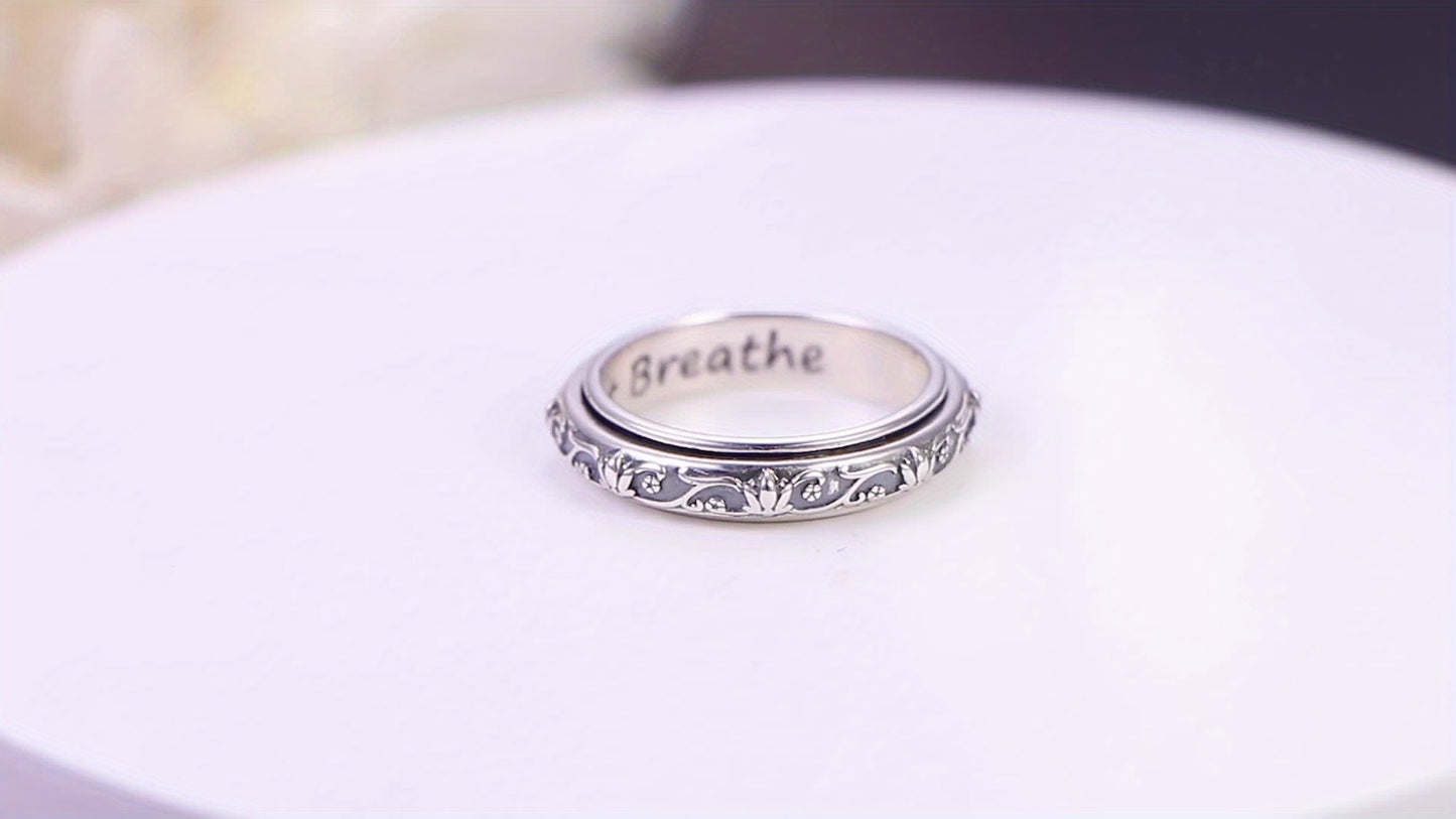 DAOCHONG S925 Silver Lotus Fidget Ring Just Breathe