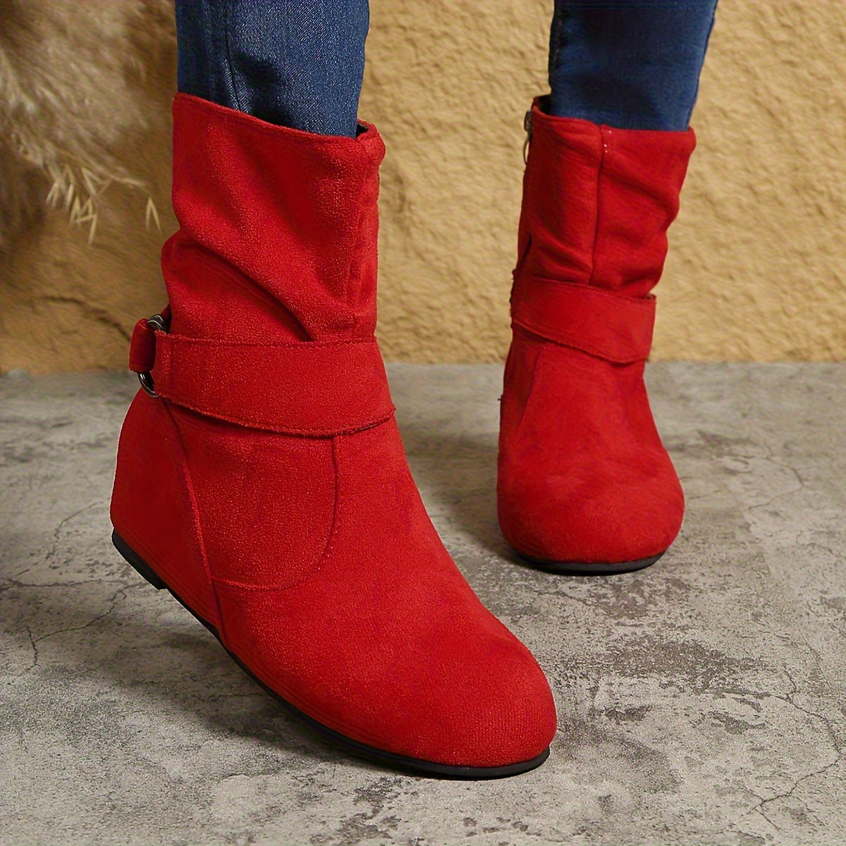 Cowgi Women's Ankle Boots Round Toe Low Block Heel