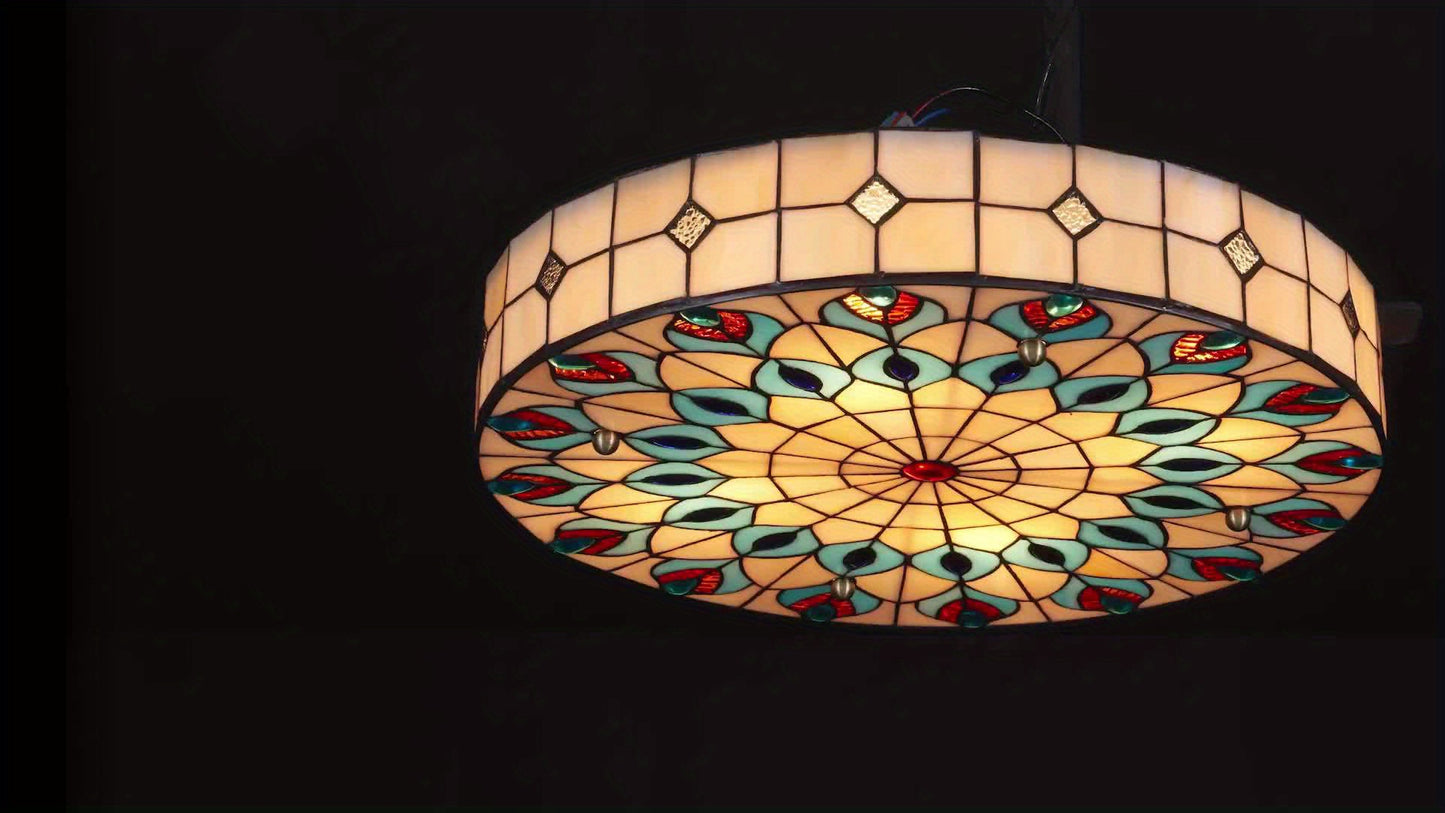 Rustic Style Flush Mount Ceiling Light Chandelier Fixture With E26 Base Handcrafted Multicolor Indoor Use