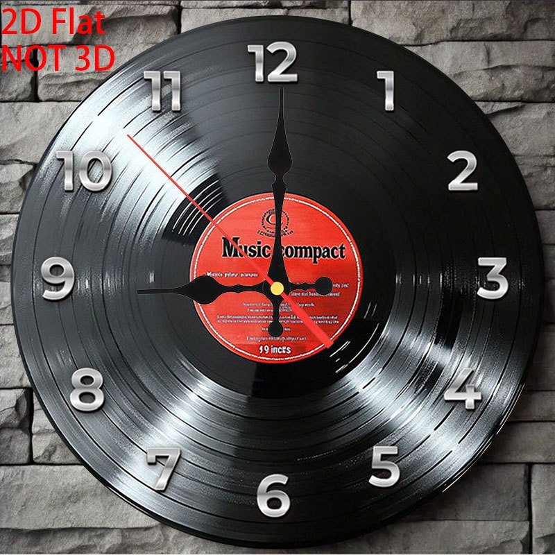 Retro Vinyl Record Wooden Wall Clock Digital Display