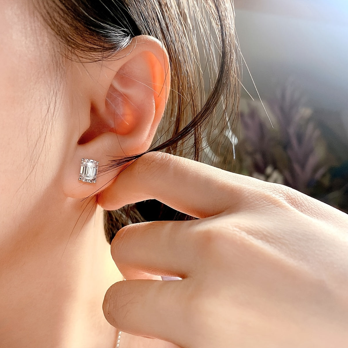 YIZOO 925 Silver Sparkling Moissanite Earrings Gift