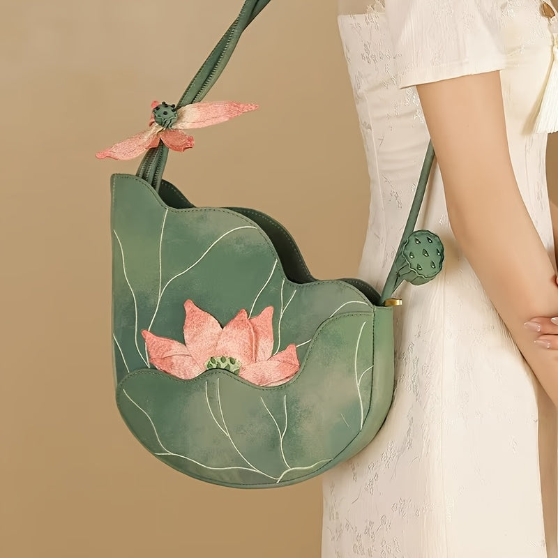 Chinese Style Floral Embroidery Shoulder Bag Oxford Fabric