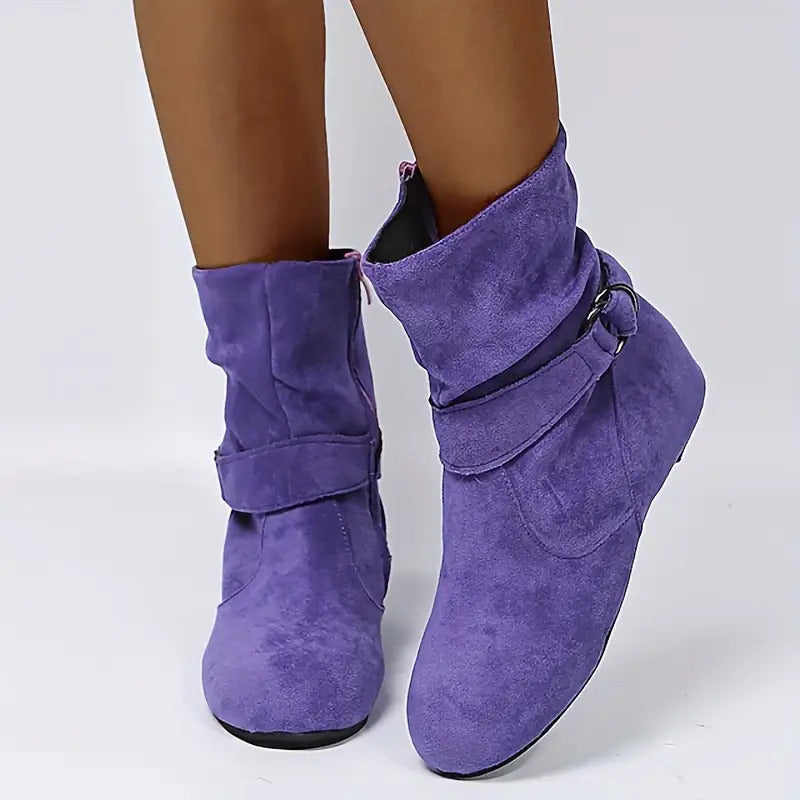 Cowgi Women's Ankle Boots Round Toe Low Block Heel