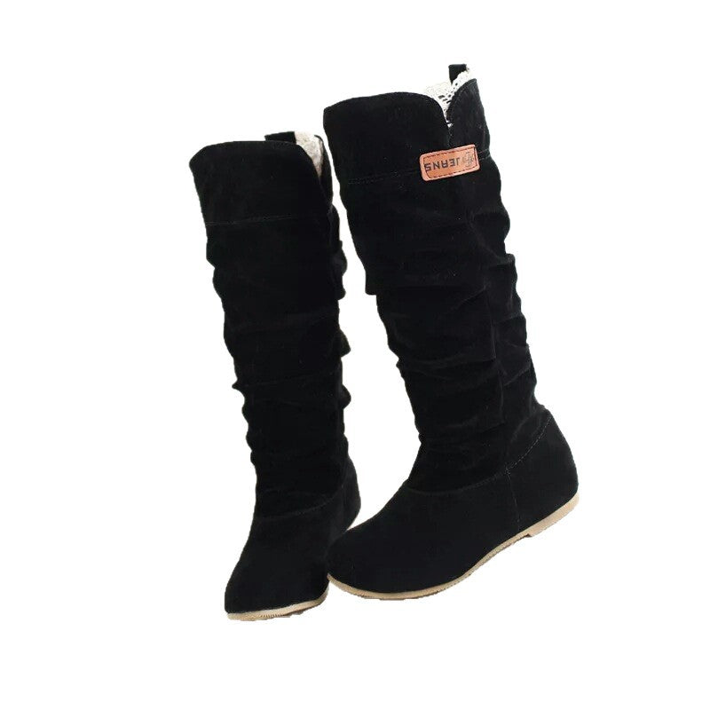 All Seasonal Lace Up Mid Calf Boots With Ruffle Trim
