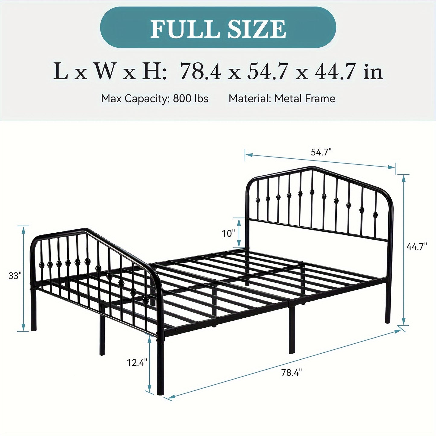 Hoomic Wrought Iron Bed Frame Victorian Headboard Footboard