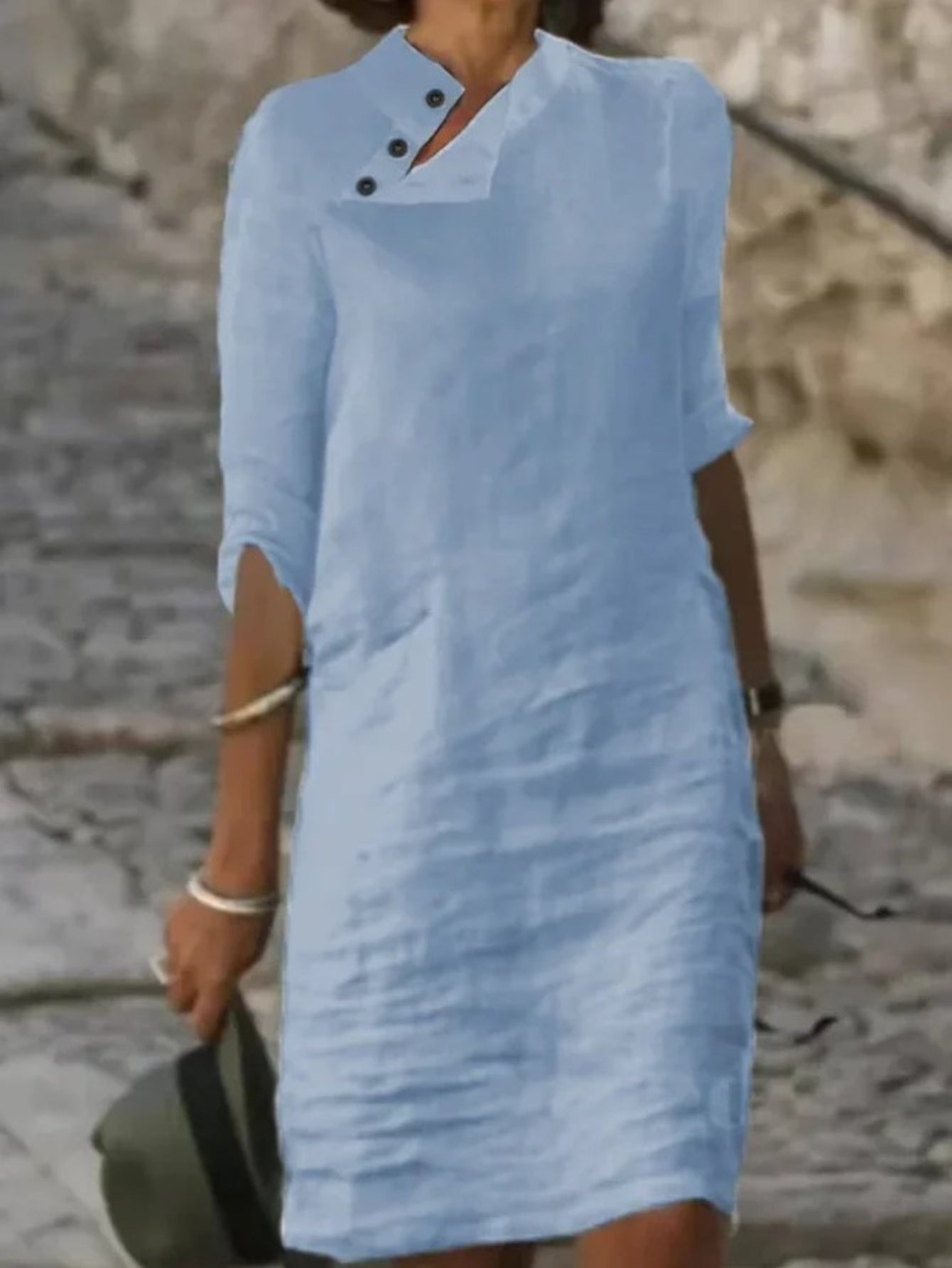 Linen A Line Summer Dress For Beach And Casual Wear