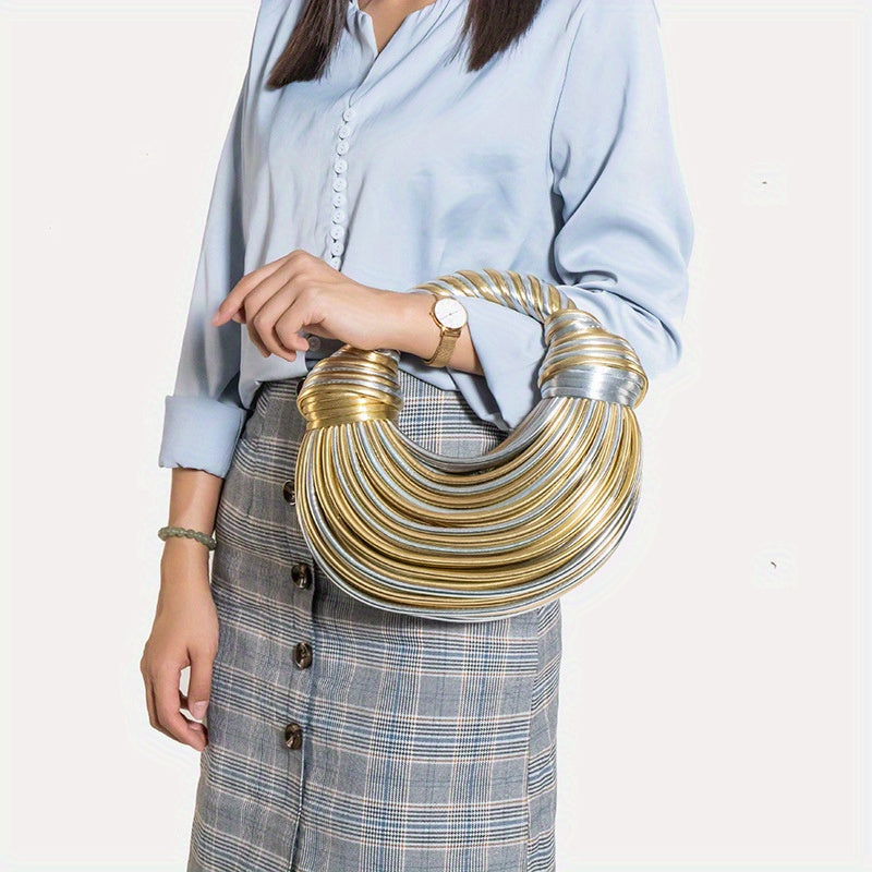 Neulry Womens Elegant Woven Handbag Drawstring Clutch