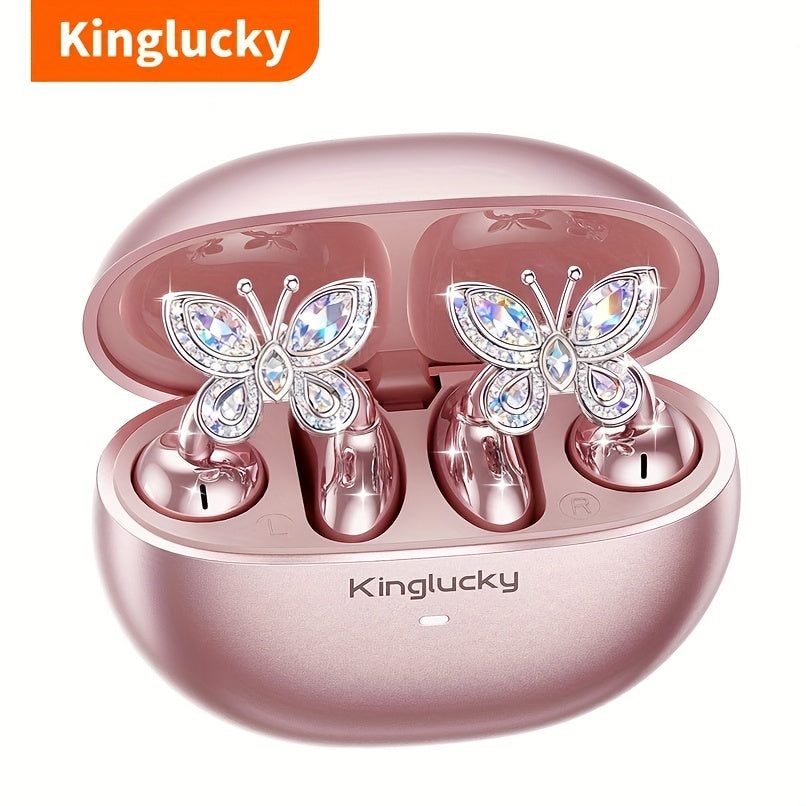 Kinglucky I121 Wireless Earbuds With Detachable Gemstone Earrings Bluetooth 5.4 HiFi Stereo ANC For Exercise Outdoors