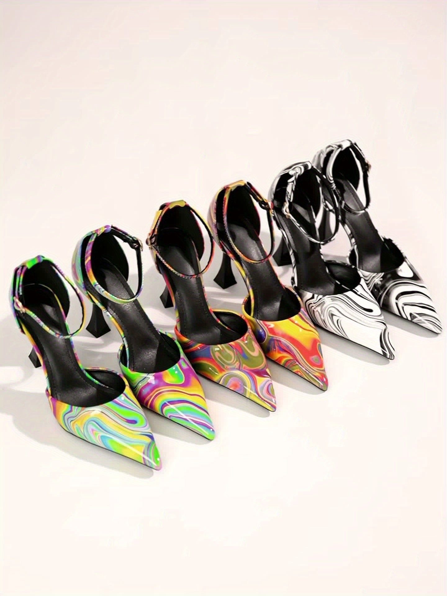 Psychedelic High Heels For Women Pointed Toe Stiletto