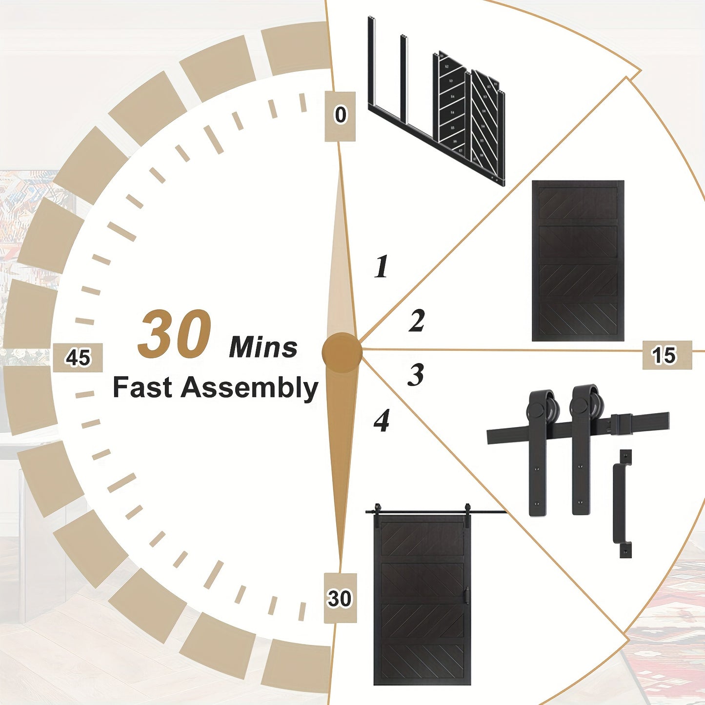 Tenoner Sliding Barn Door Hardware Kit With Wave Pattern
