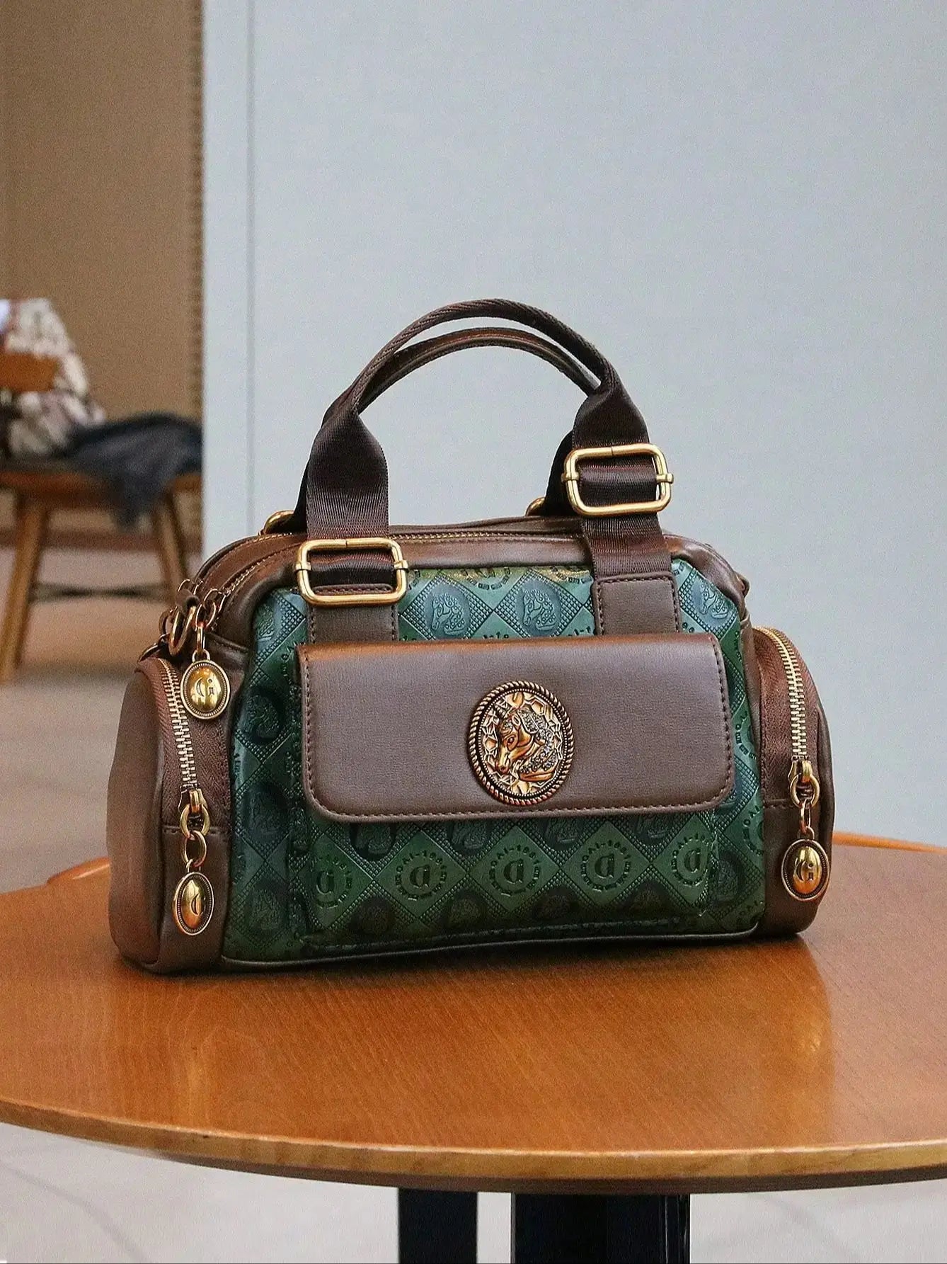 NONECN Joker Multi Pocket Handbag for Women Leather Bag