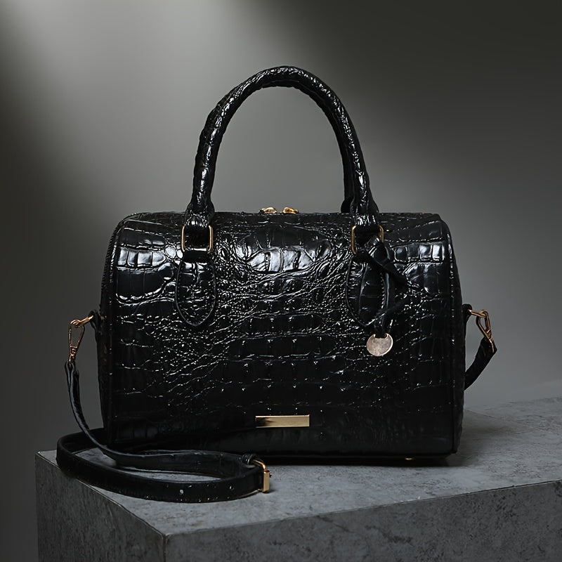 WOLFDIARY Crocodile Pattern Bag With Shoulder Strap