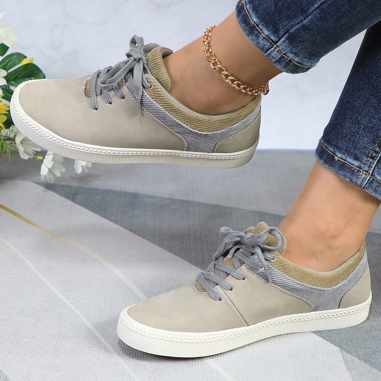 Womens Genuine Leather Outdoor Sneakers Casual Shoes
