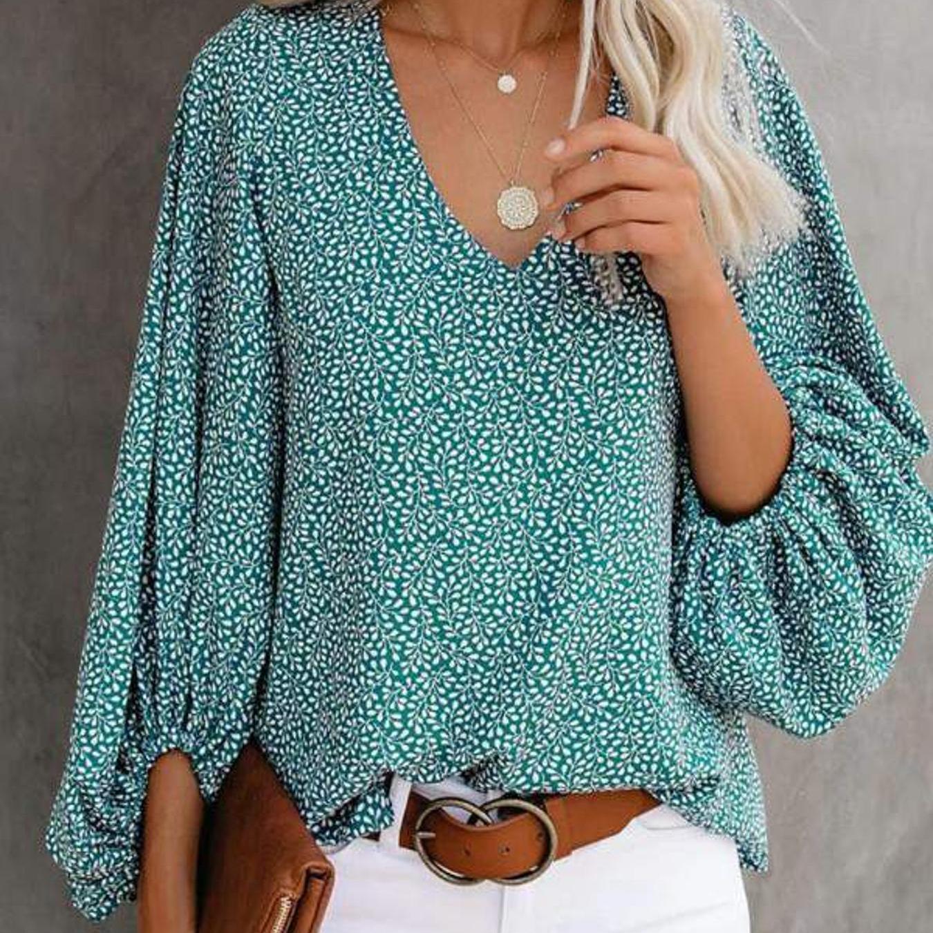 Bohemian Floral Top Everyday Essential Shirt Polyester