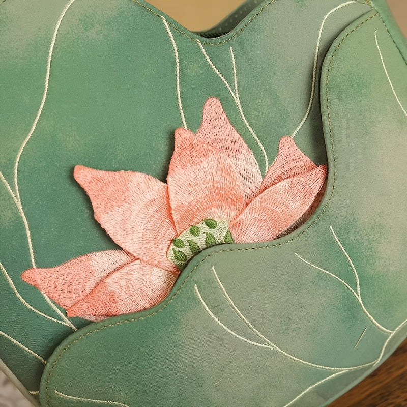 Chinese Style Floral Embroidery Shoulder Bag Oxford Fabric