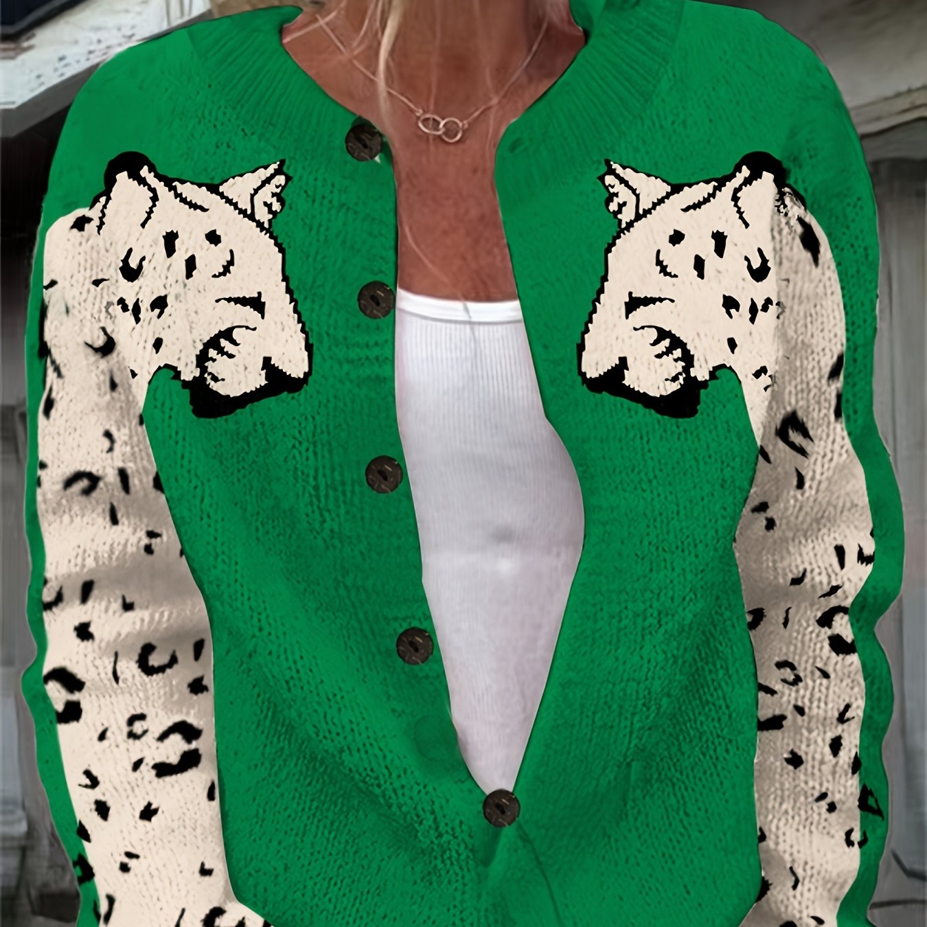 Leopard 3D Print Long Sleeve Cardigan Womens Fashion